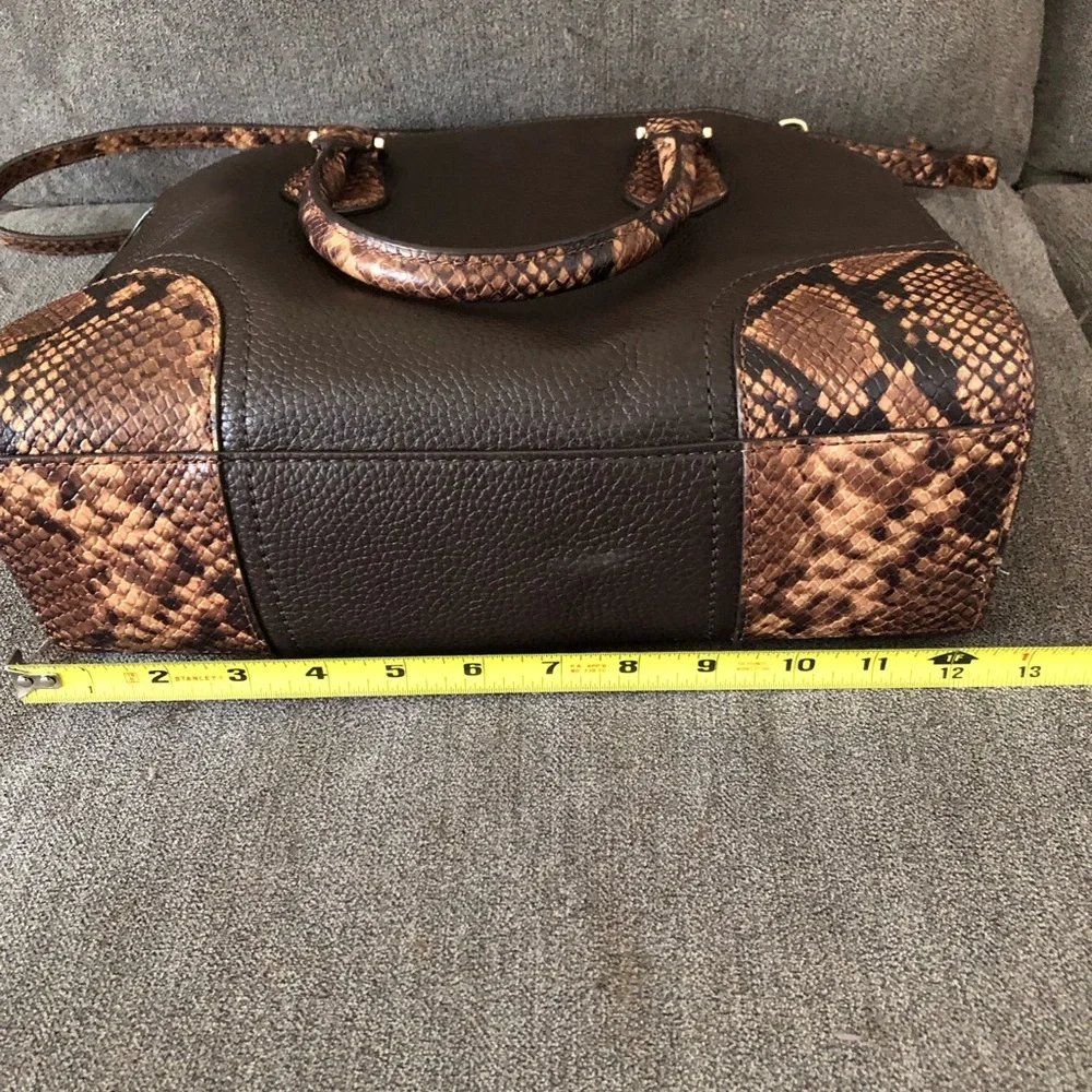 Michael Kors Dark Brown Snake Print Satchel - Picture 4 of 9